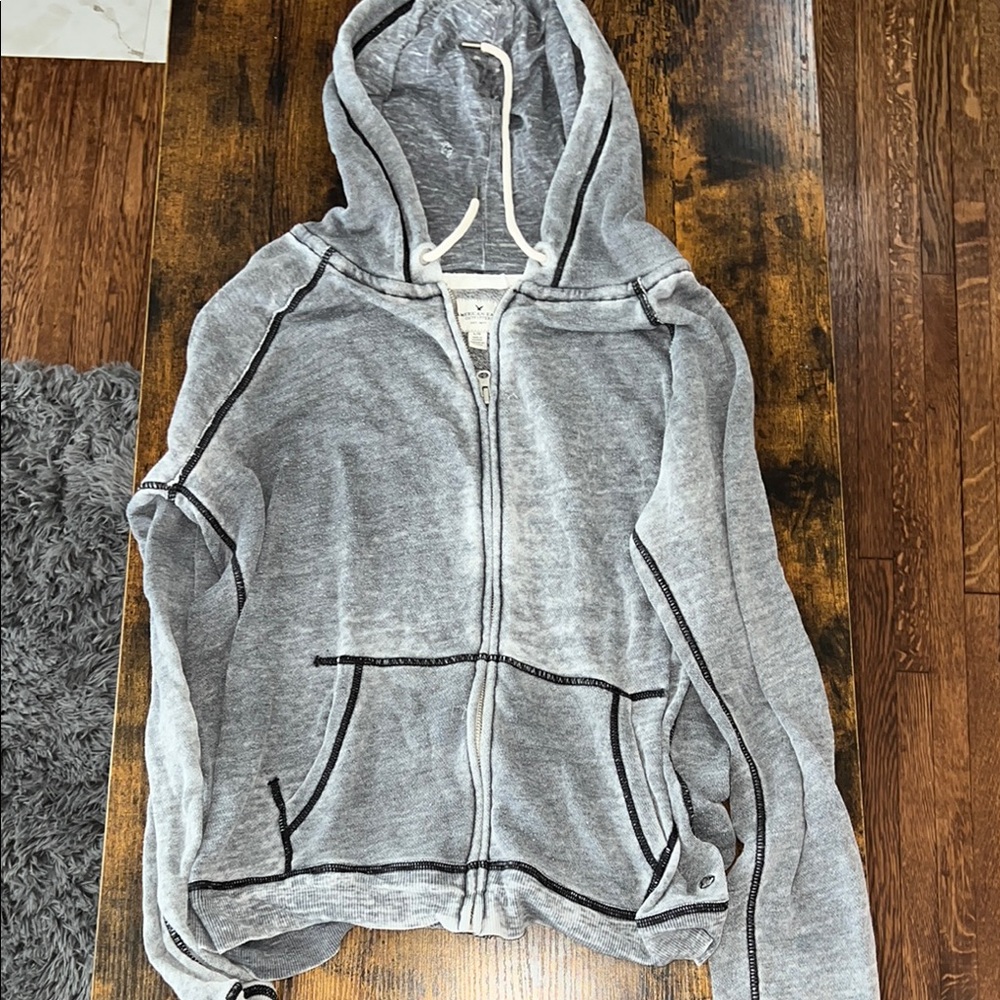 American Eagle Outfitters Gray Zip-Up Hoodie